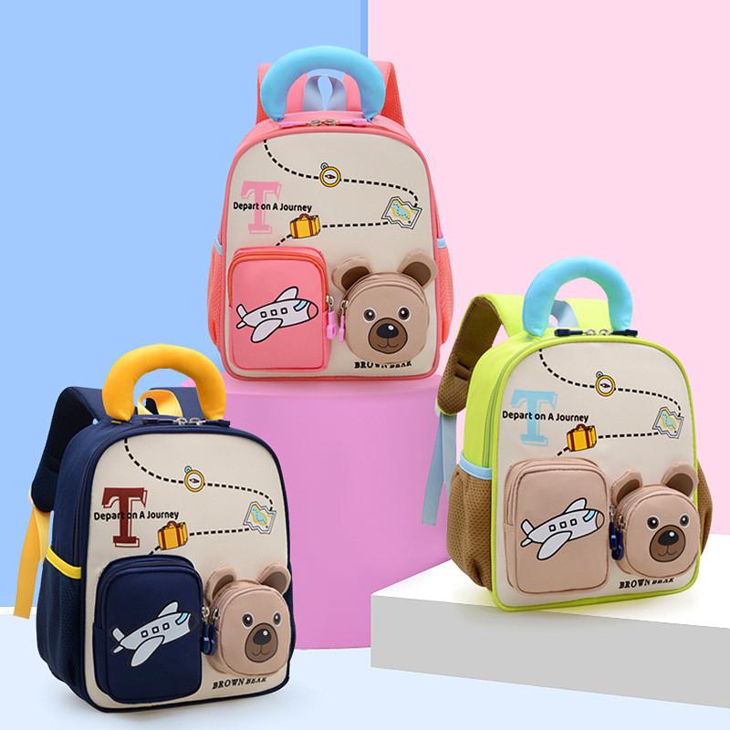 Blocking Cute Color Design Airplane Capybara Gift Printed Backpack Children