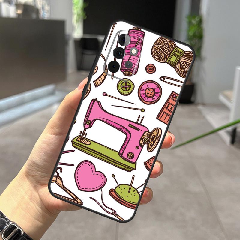 sewing machine tailor pattern Case For Samsung Galaxy A22 A32 A52 A15 A16 A05 A26 A36 A56 A53 A33 A13 A34 A54 A14 A35 A55