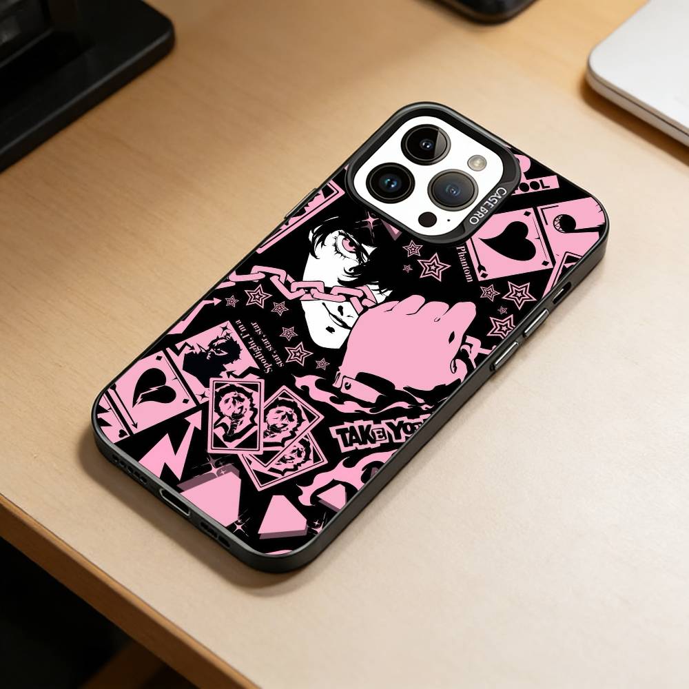 games-Wallpaper Persona 5  Phone Case For iPhone 17,16,15,14,13,12,11 Plus,Pro Max,XS,Colored Silver Plated Inside Cover