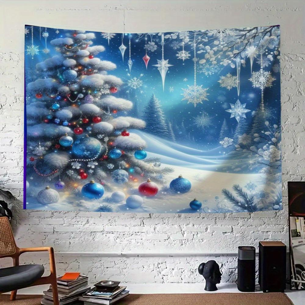 3D Christmas Town Snow Scene Wall Tapestry Winter Wonderland Backdrop New Year Wall Hanging Decor for Living Room Best for Christmas