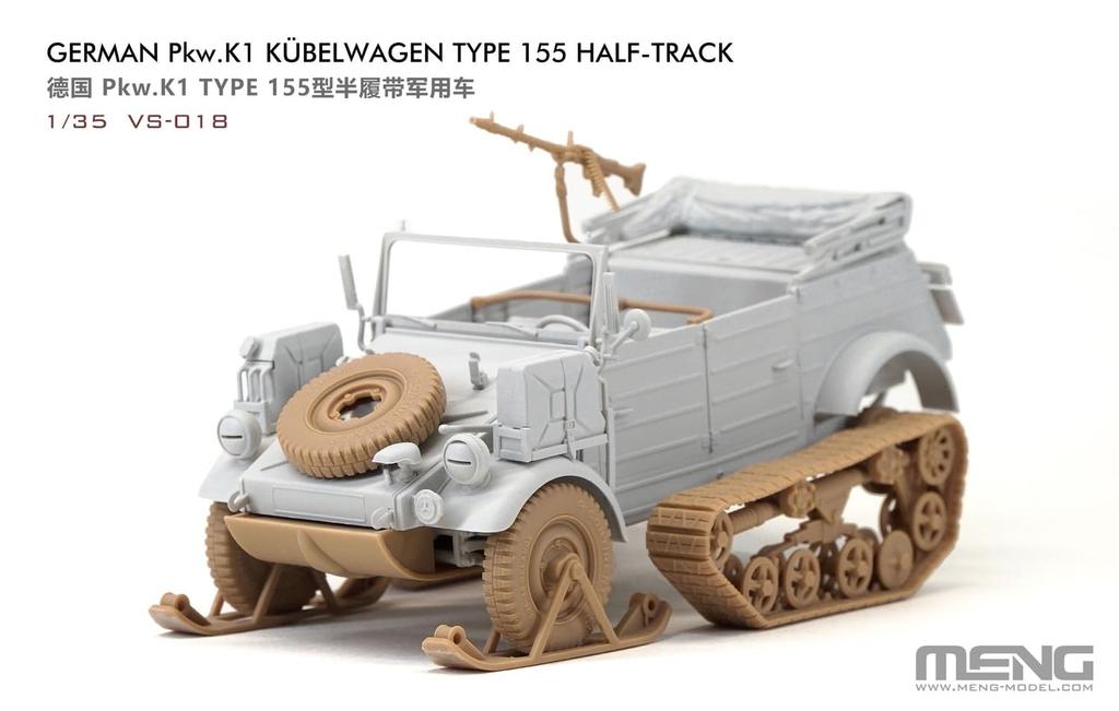 GSI Creos Monmodel 1/35 Scale German Pkw.K1 Kubelwagen Type 155 Half-Track Plastic Model MVS018 (Military Vehicle)