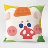 Cute Cartoon Pig Pattern Decorative Pillowcase Living Room Bedroom Square Cushion Pillowcase