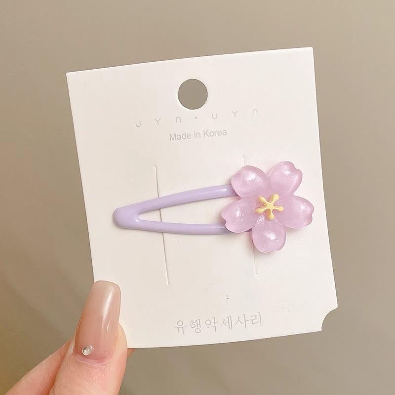 Sweet Jelly Cherry Blossom Hair Clip Headwear Cute Girls BB Clip Y2K Side Bangs Clip Hair Accessories Flowers Hairpins