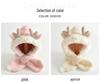 Children's Plush Antler Hat & Scarf Set: Windproof, Thickened Ear Protection for Outdoor Cycling