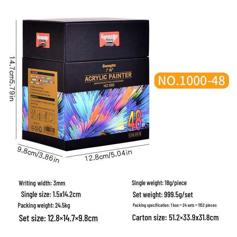 

Акриловые маркеры Guangna 1000, 48 смываемых цветов для росписи керамики, камня, граффити, маркеры на водной основе