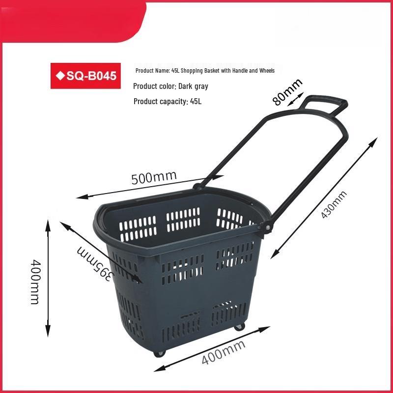 Jun Ding Ying 45L Luxury Dark Gray Rolling Shopping Basket
