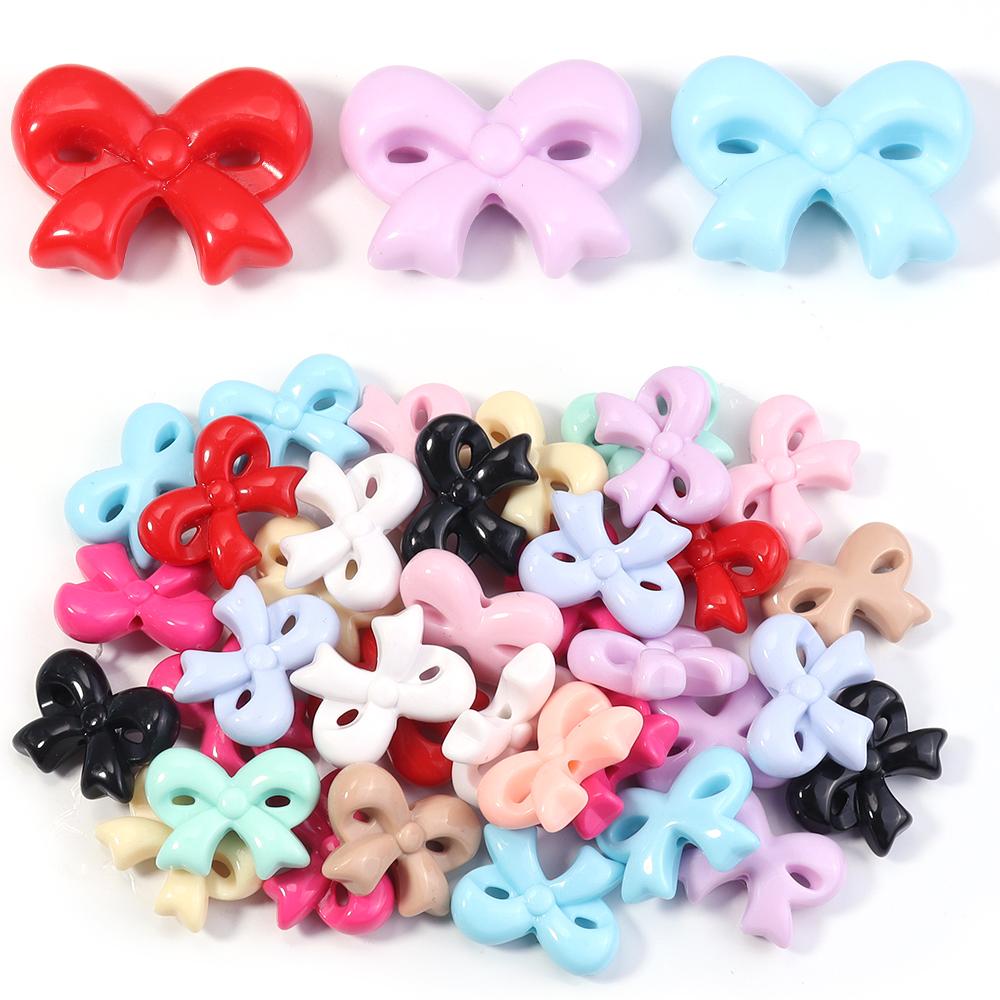 10pcs 23.5x31mm Acrylic Bow Beads Colorful Bowknot Loose Spacer Bead For Jewelry Making DIY Bracelet Phone Key Chain Accessories