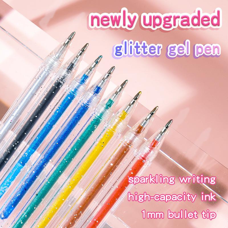 Multicolor Glitter Gel Pens Set 1mm Bullet Tip Sparkling Drawing Pens For School Art Journaling Writing Drawing