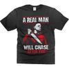 Sjov Halloween T-shirt til mænd En rigtig mand vil jage dig Shirt Halloween Sjov Shirt Killer Shirt