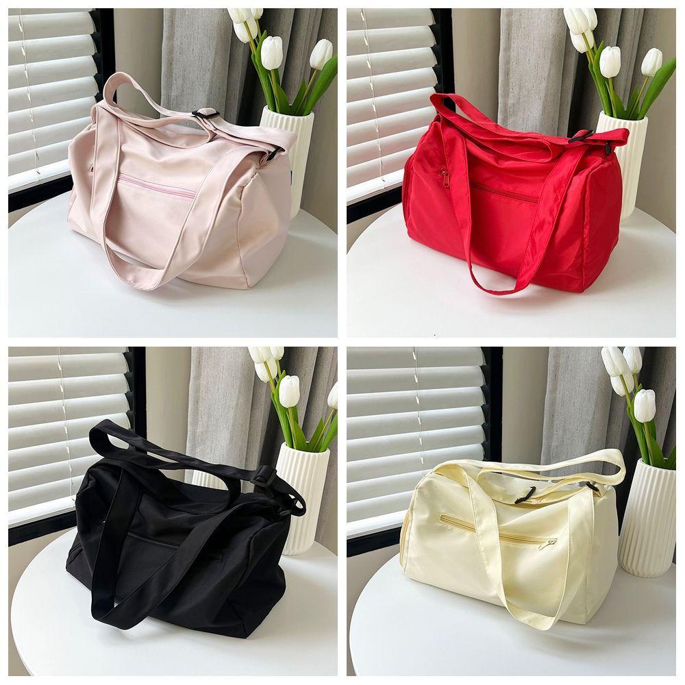 Solid Color Sports Shoulder Bag Canvas Gym Fitness Bag Fashionable Luggage Bag  Yoga