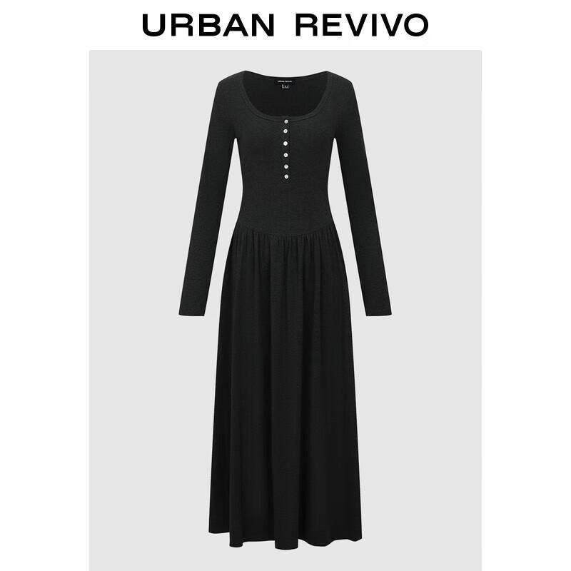 

UR 2025 Women s Chic Half-Placket A-Line Dress L