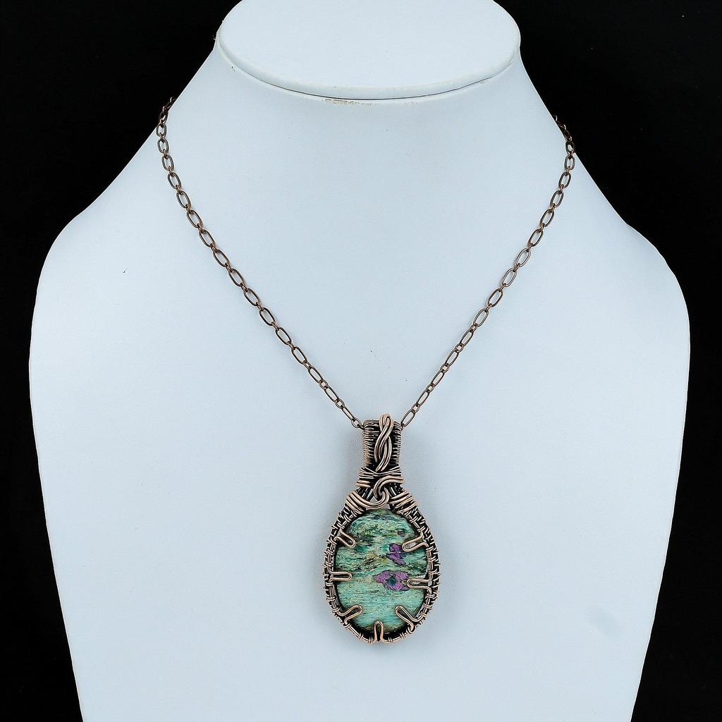 Ruby Fuchsite Pendant Copper Wire Wrapped Pendant Ruby Fuchsite Jewelry Handmade Pendant Gift For Her Gemstone Copper Jewelry Healing Stone
