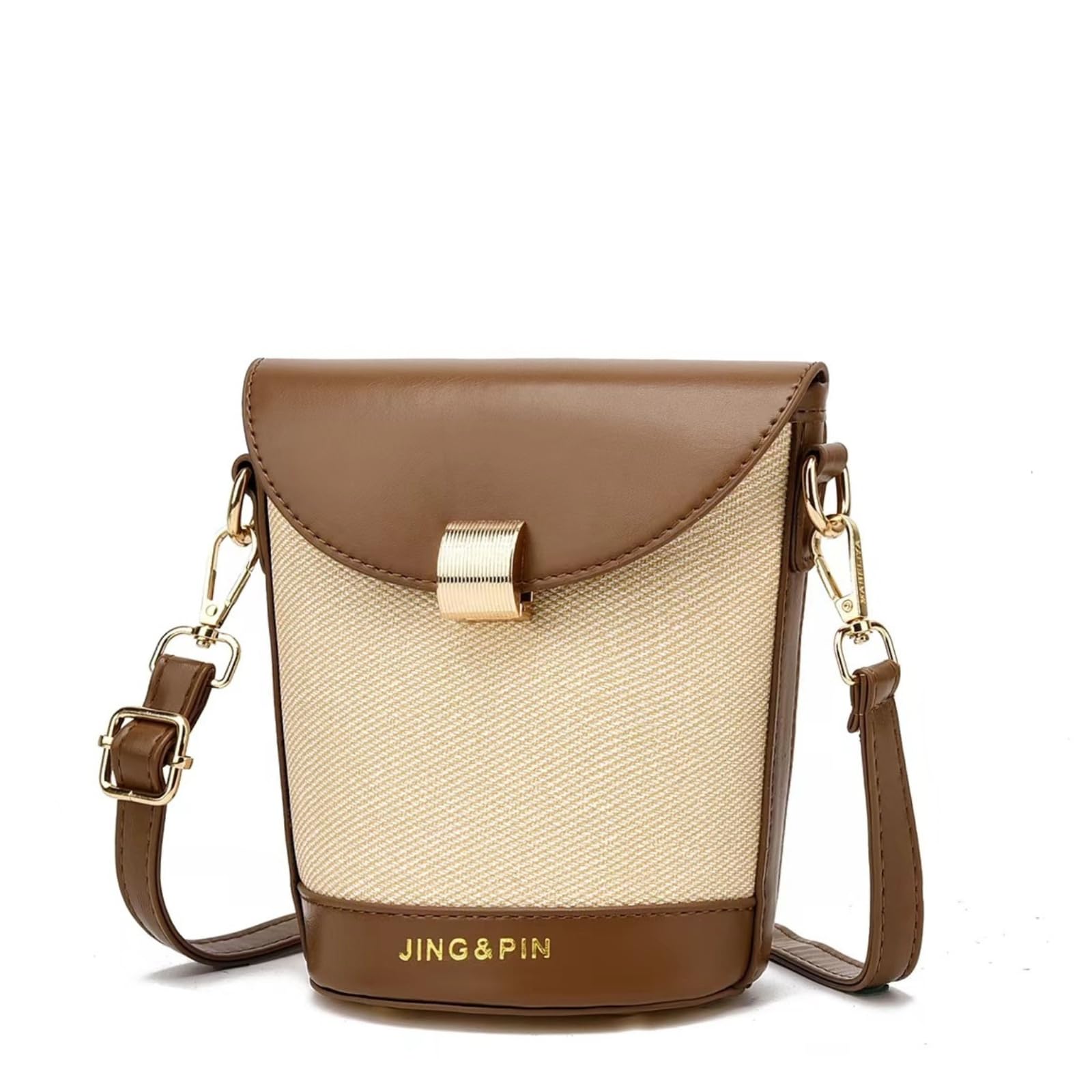 

LALOOVEA Women s Canvas PU Crossbody Shoulder Bag, Color Combination, Popular Smartphone Pouch, Small, Vertical, Lightweight, Flap