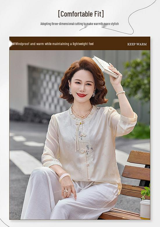 2026 Elegant Chinese Style Summer Cardigan for Middle-Aged & Elderly Women