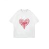 Women Casual T-Shirt White Heart Cross Faith Jesus Love God Religious Christian Design For Daily Wear Church Outfits