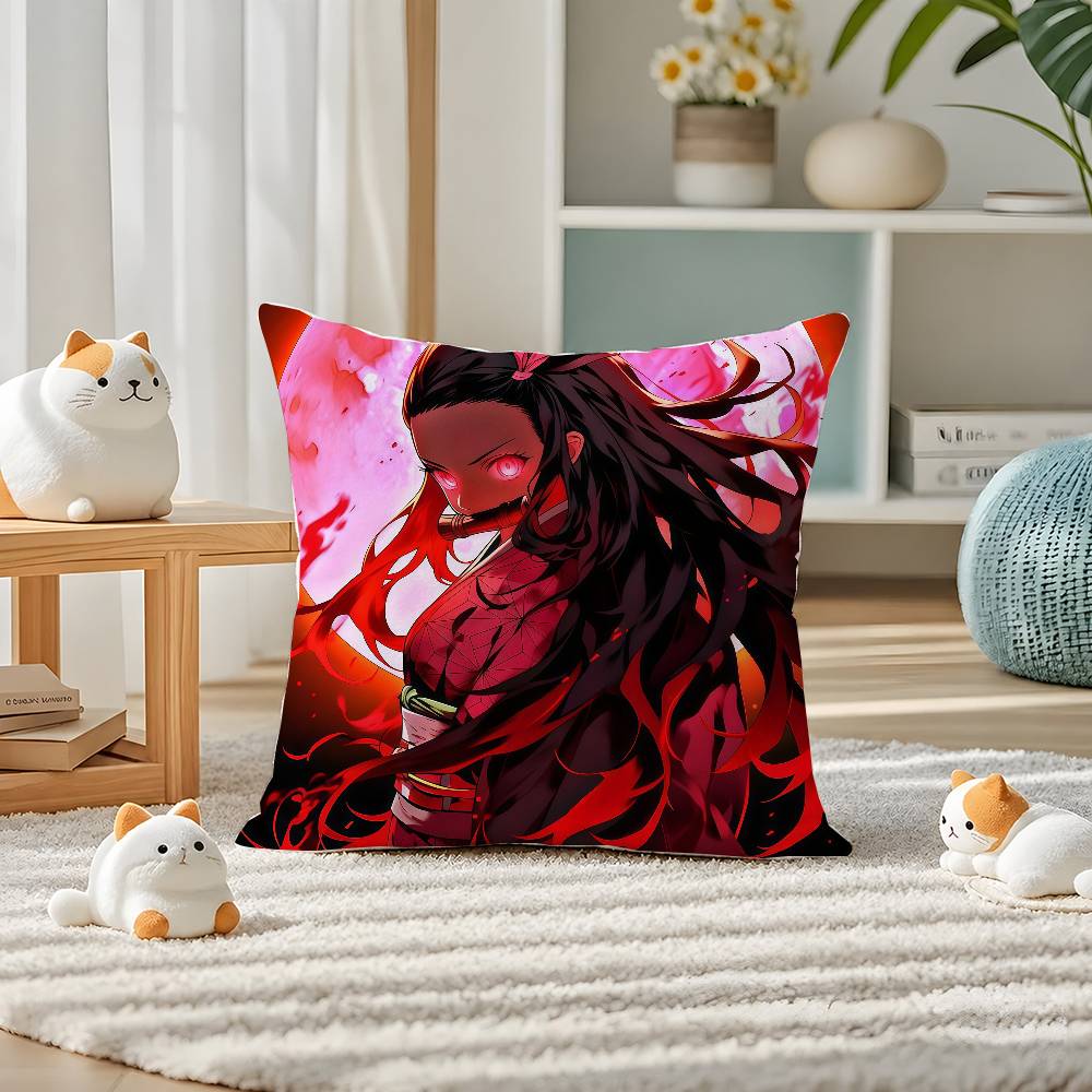Demon Slayer Shinazugawa Sanemi Anime Plush Pillow Cover Soft Short Plush Cushion Cover For Sofa Bedroom Home Decor Gift