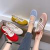 Women's Mary Jane Shoes Round Toe Elastic Band Shallow Four Seasons Flat Shoes Concise Leisure Dress Jeans Women's Singles Shoes