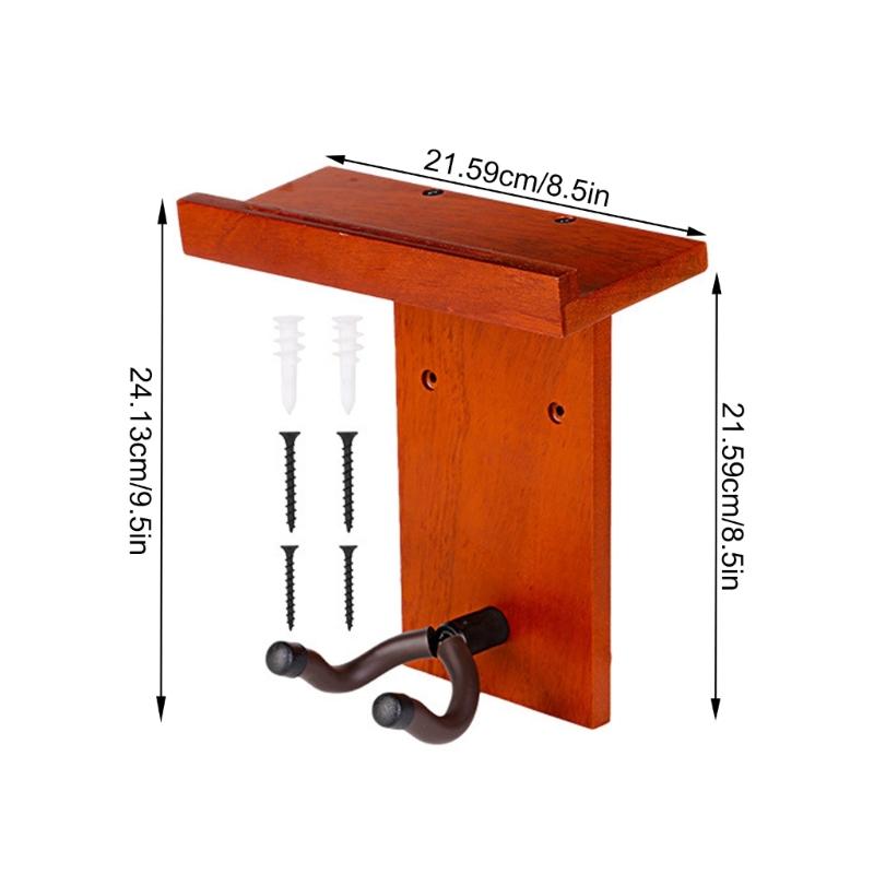 Solid Wood Instrument Hanger With Storage Compartment Space Saving Guitar Display Rack Upgrades for Guitars & Ukuleles