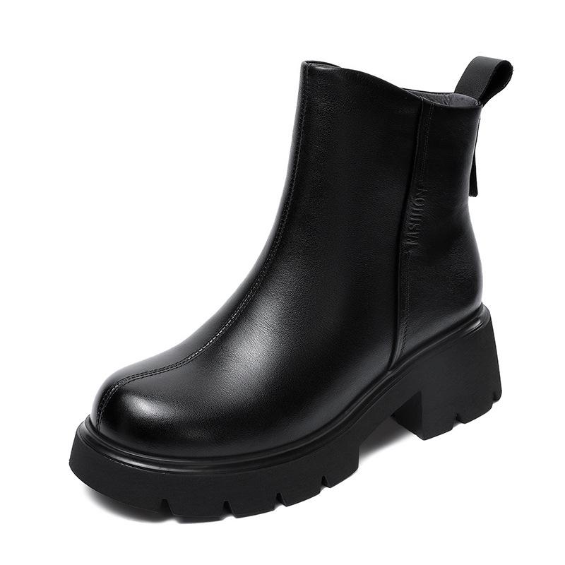 Thick-soled, Chunky Heel, Casual Short Boots for Women, Thickened Snow Boots, Cotton Shoes