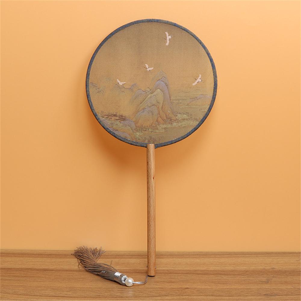 

Китайский пейзаж Шелковый веер Винтажные ручные веера Полупрозрачный традиционный круглый веер Украшения для дома Украшения Танцевальный веер