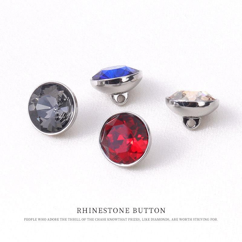 5pcs High-End Glass Colored Rhinestone Buckle Shirt Shirt Cardigan Sweater Button Round Versatile Small Fragrant Decorative Button