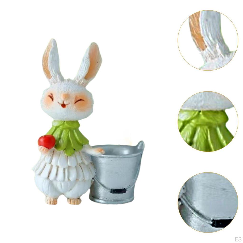 Bunny Figurine for Easter Flower Pot Centerpiece Rabbit Sculpture Home Decor