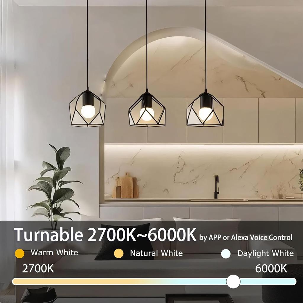 ILC G25 LED Vanity Globe Light Bulbs 6W, Work with Alexa Required Echo Device, Color Changing, 60W Equivatlent, Color Tunable CCT 2700-6000K,