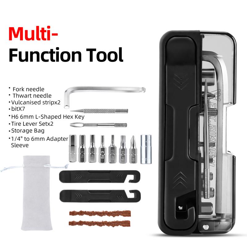 

WEST BIKING Bicycle Ratchet Wrench Set Multifunction Bike Hand Allen Key Tools Tyre Lever Quick Release Ratchet Wrench Gadgets 14-in-1 YP0719451
