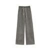 Casual Loose Grey Striped Wide Leg Pants for Women Spring Summer High Waisted Hanging Straight Leg Floor Length Pants Trousers Women’s