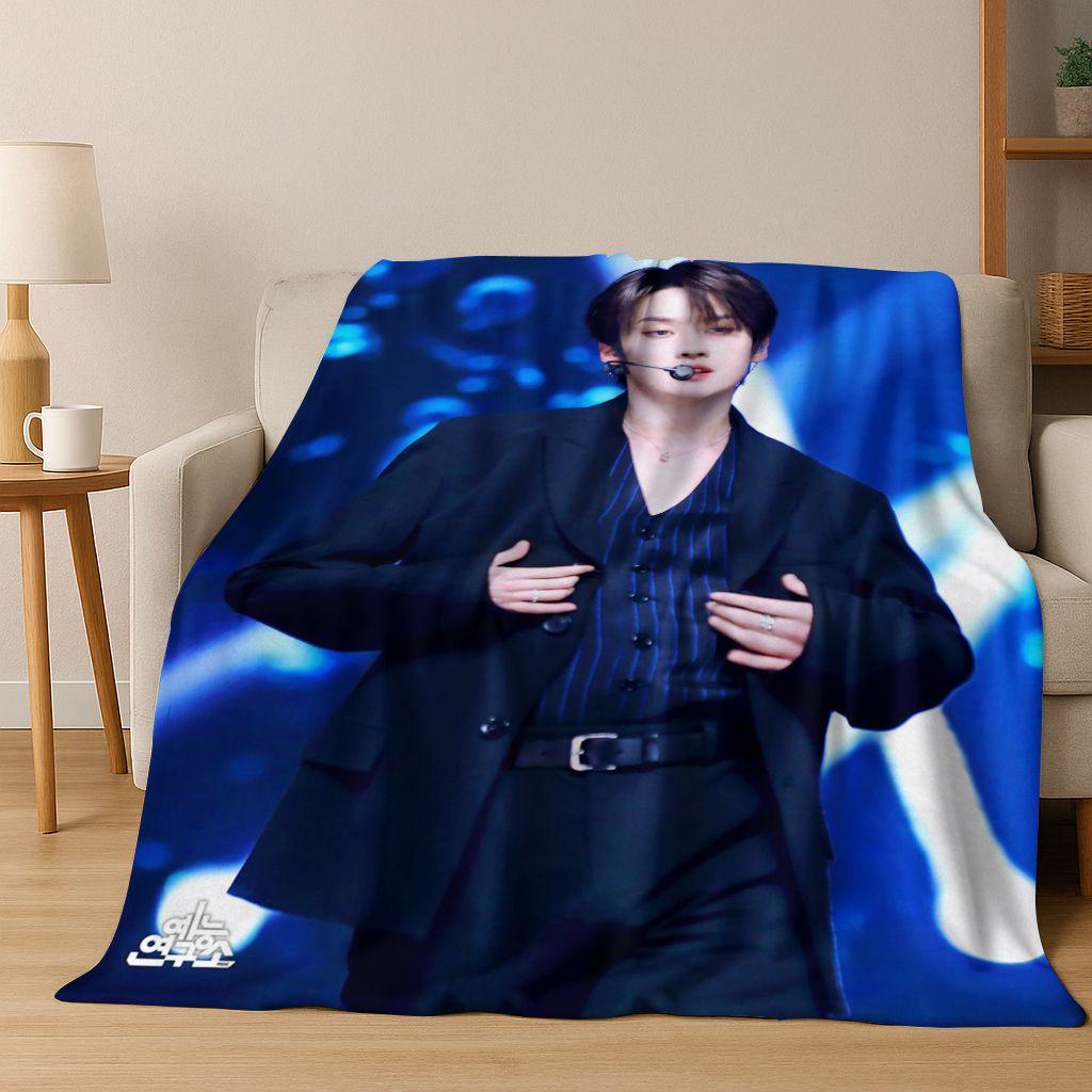 Druk 3D Stray Kids Gwiazda Kpop Lee Know Koc Flanelowy Miękki Ciepły Koc do Sypialni Salonu Łóżka Podróży Kempingu Pikniku Prezent