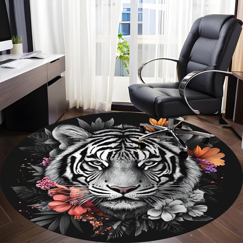 1pc Tiger Floral Decor Chair Carpet for Office Non-Slip Mat for Office - Decorative Floor Mat  Yy251030212