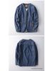 Men's Trendy Japanese Retro Washed Cotton Denim Jacket - Collarless Workwear Style
