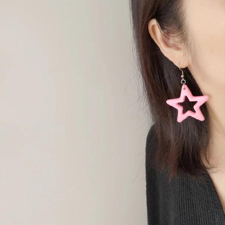 Orecchini Minimalisti a Cerchio con Stella Vuota Gioielli Moda Y2K Piccoli Orecchini a Cerchio
