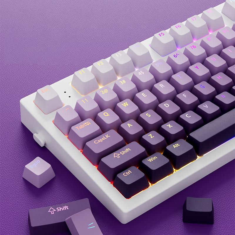 Xiaomi 2026 Lavender Top Print RGB Backlit Keycaps 135 Keys OEM Profile Shine Through PBT Double Shot Keycaps for MX Switches Keyboards