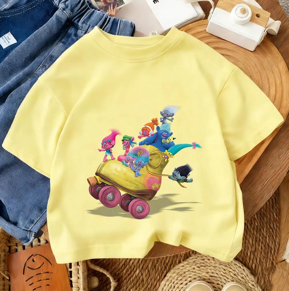 Summer Children's T-Shirt, Troll Fashion Print, Casual Street Style