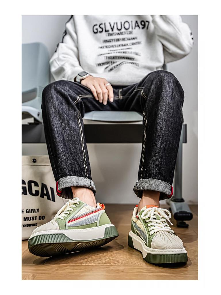 Men's Autumn Height-Increasing Skate Shoes - Breathable, Thick Sole, Korean Style, Versatile Casual Sneakers for Teens