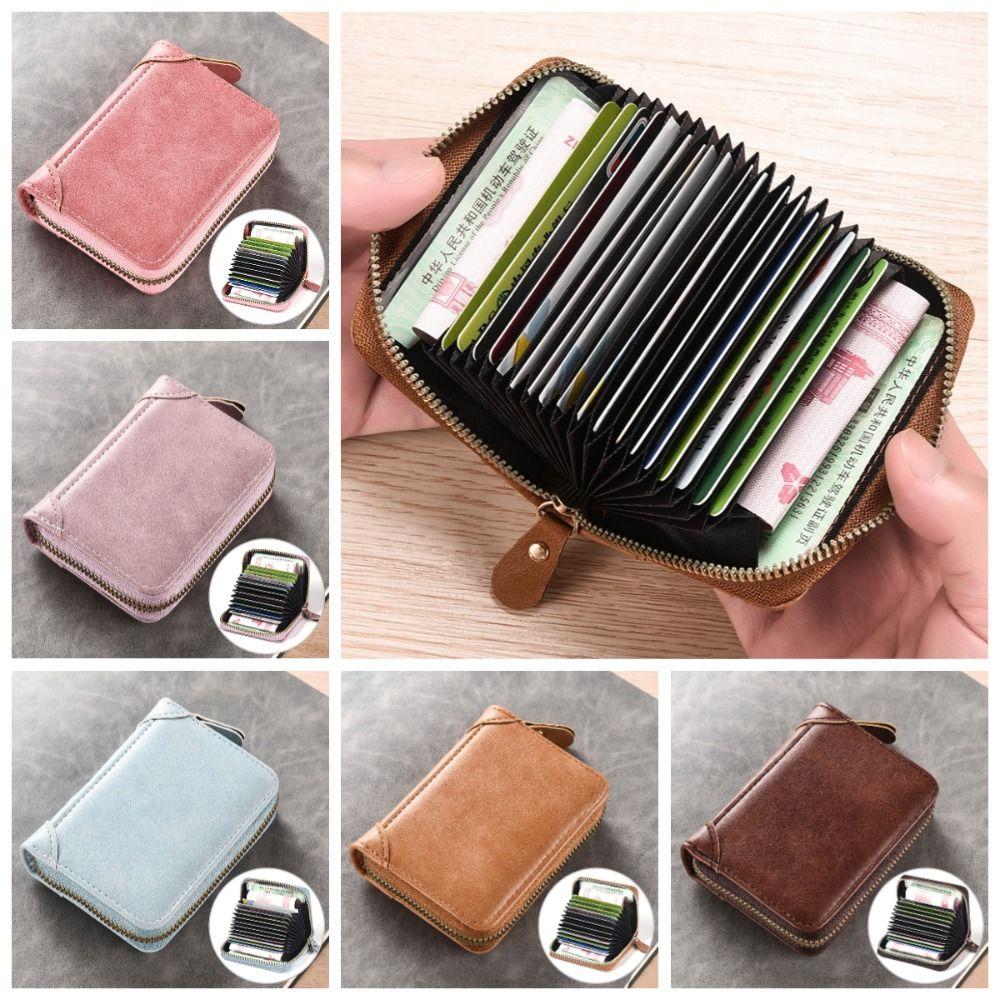 

14 Card Slots Card Holder Wallet FRID Men Short Wallet Elegant Folding Card Bag Business рожевий