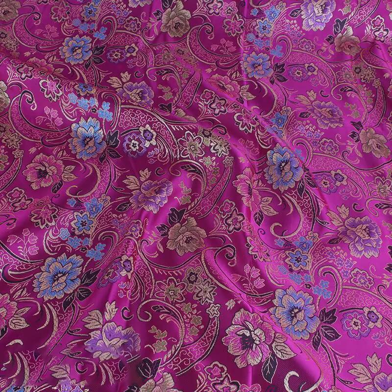 Jacquard Brocade Fabric By Meters for Cheongsam Dress Clothes Bag Pillowcase Diy Sewing Smooth Soft Flower Needlework Cloth Red