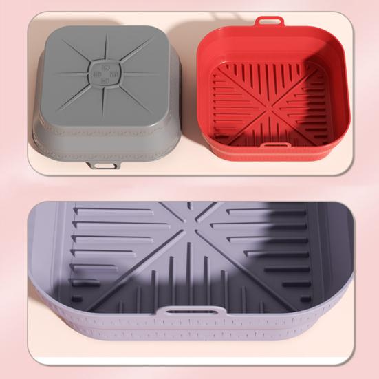 Silicone Air Fryer Liner Round Square Foldable Mat for Baking Food-Grade Basket Non-Stick Heat Resistant Air Fryer Accessories