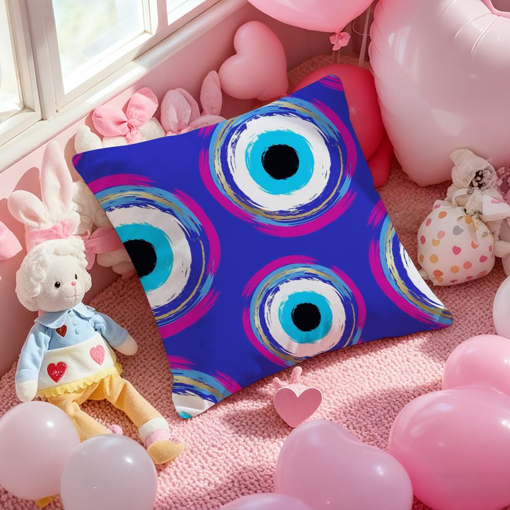 Evil Eye Symbol Art Cushion Cover Pattern Printed Pillowcase for Living Room Sofa Cushion Cover & Bedroom Decor