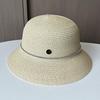 Spring and Summer British Retro M Standard Straw Hat Travel Vacation Sun Hat Women's Simple Casual Straw Weaving Sun Hat