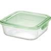 Iwaki Heat-Resistant Glass Storage Container, Square, Medium, 800ml, Green, Microwave-Safe, KC3247N-G