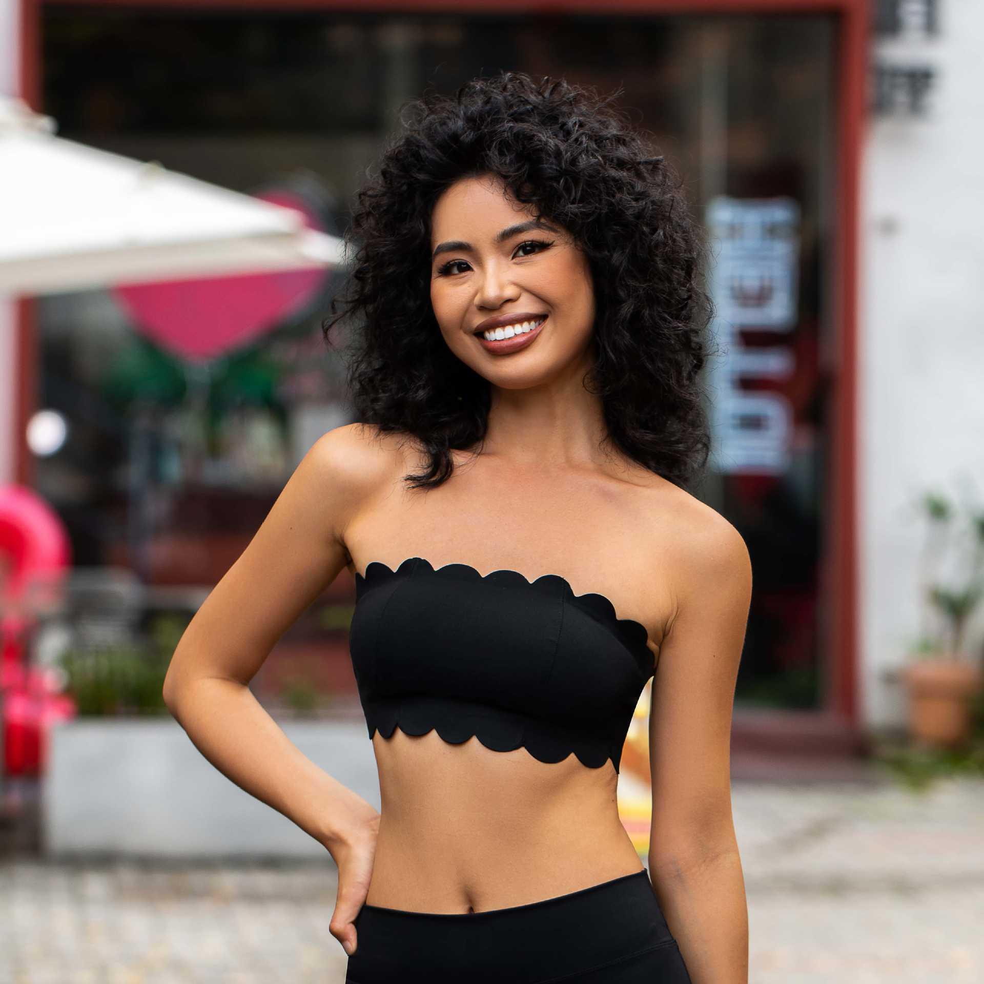 

Кружевной бандажный топ без скольжения с нагрудной подушечкой - Ударопрочный нюдовый топ для йоги и фитнеса L