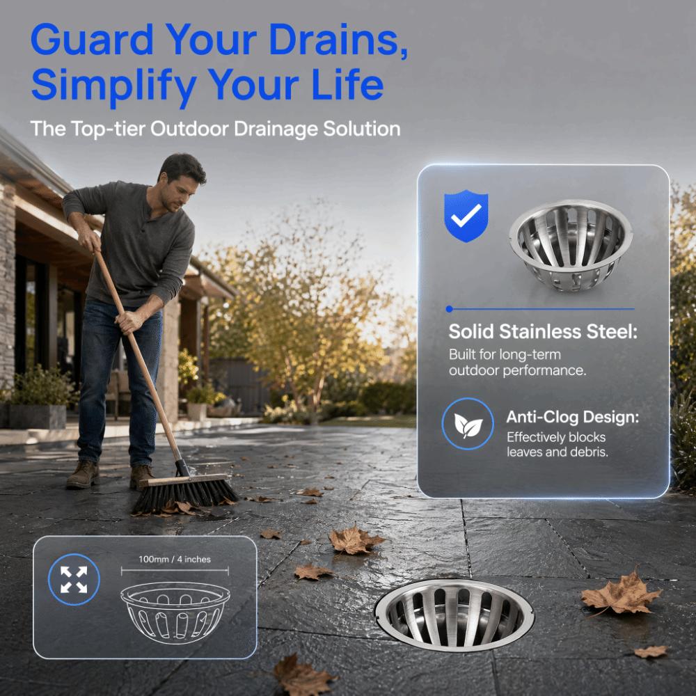 2PCS Stainless Steel Floor Drain Cover Dome Shape Storm Drain Filter Durable Drain Cover Garden