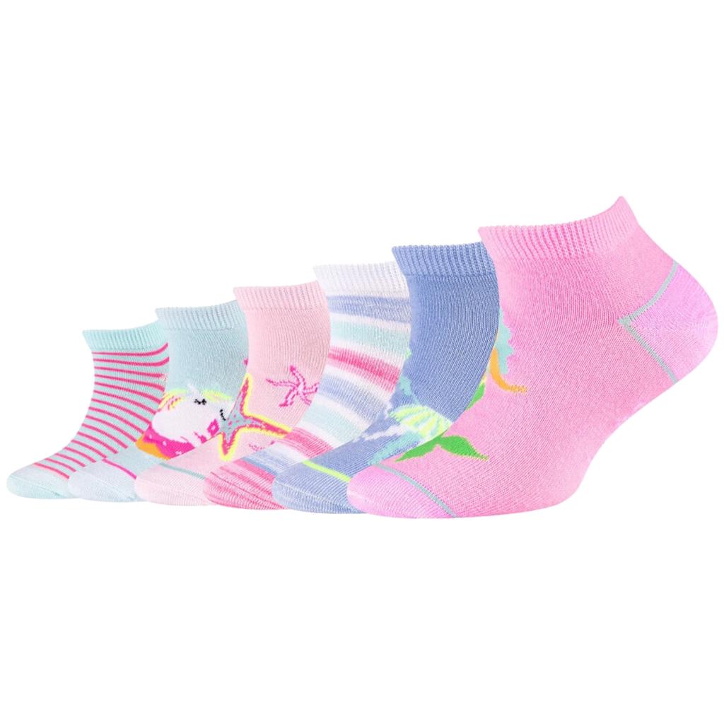 Skechers 6PPK Girls Casual Fancy Sneaker Socks, for Girl Multicolour Socks