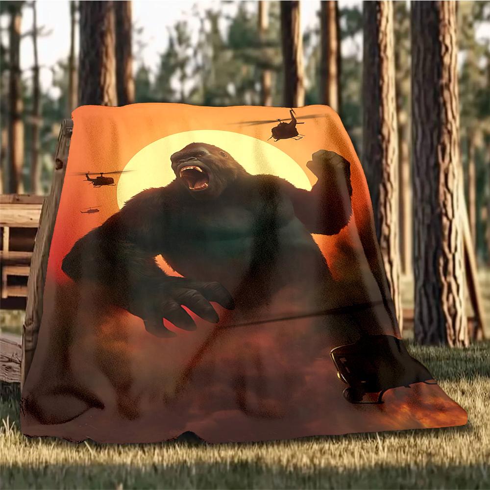 1pc King Kong Outdoor Flannel Throw Blanket Soft, Lightweight & Warm