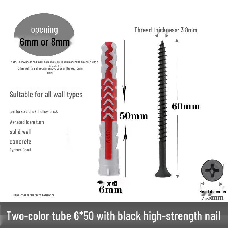M10*50 Tetrahedron Plastic Expansion Tube for LCD TV Wall Mount & Outdoor AC Unit Bracket