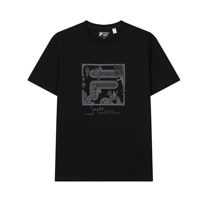 

Fila Американская Классическая Мода Свободная Удобная Футболка Мужские Топы Черный F11M438117FBK L