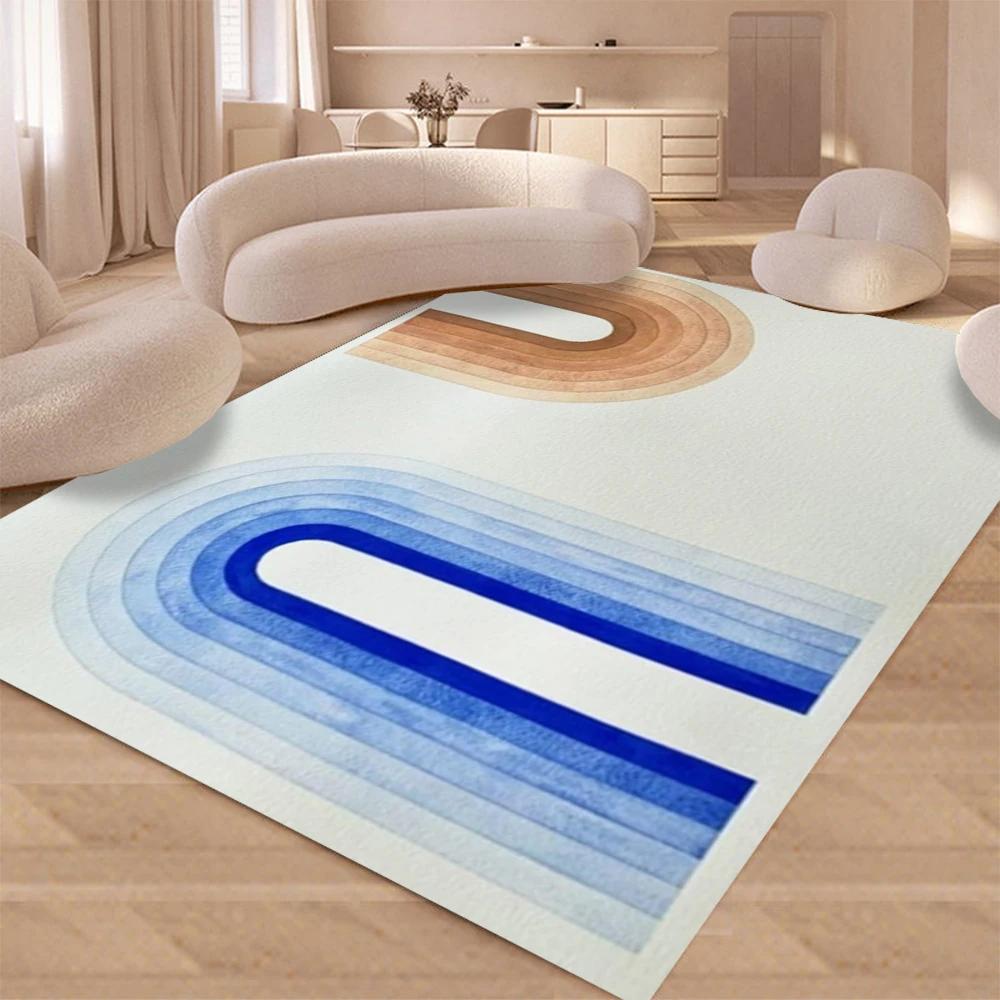 Luxury Rainbow Abstract Line Art Carpet Living Room Sofa Rug Home Decor Bedroom Rug Lounge Kitchen Coffee Table Floormat Modern