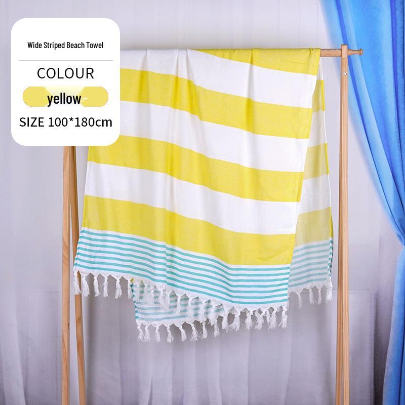 Large & Thick Tassel Turkish Beach Towel – Absorbent, Outdoor Sunscreen Bath Towel